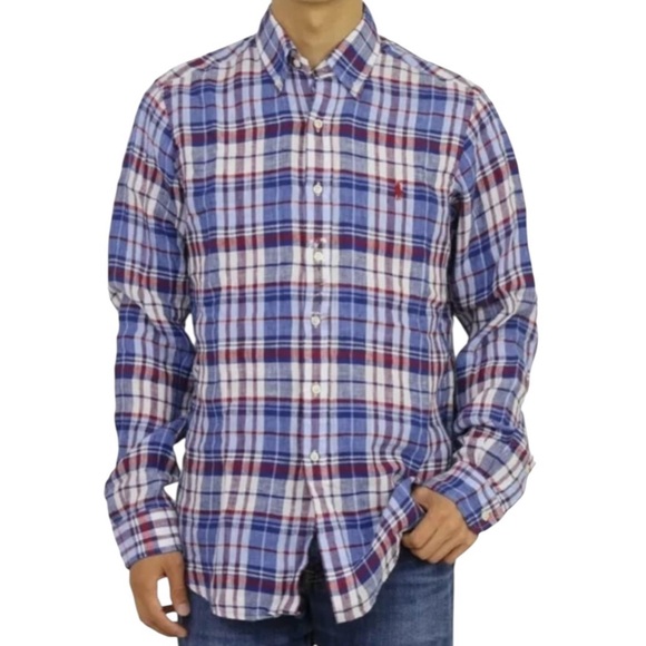 Polo Ralph Lauren Plaid Linen Long Sleeve Button Down Size Large - Picture 10 of 10